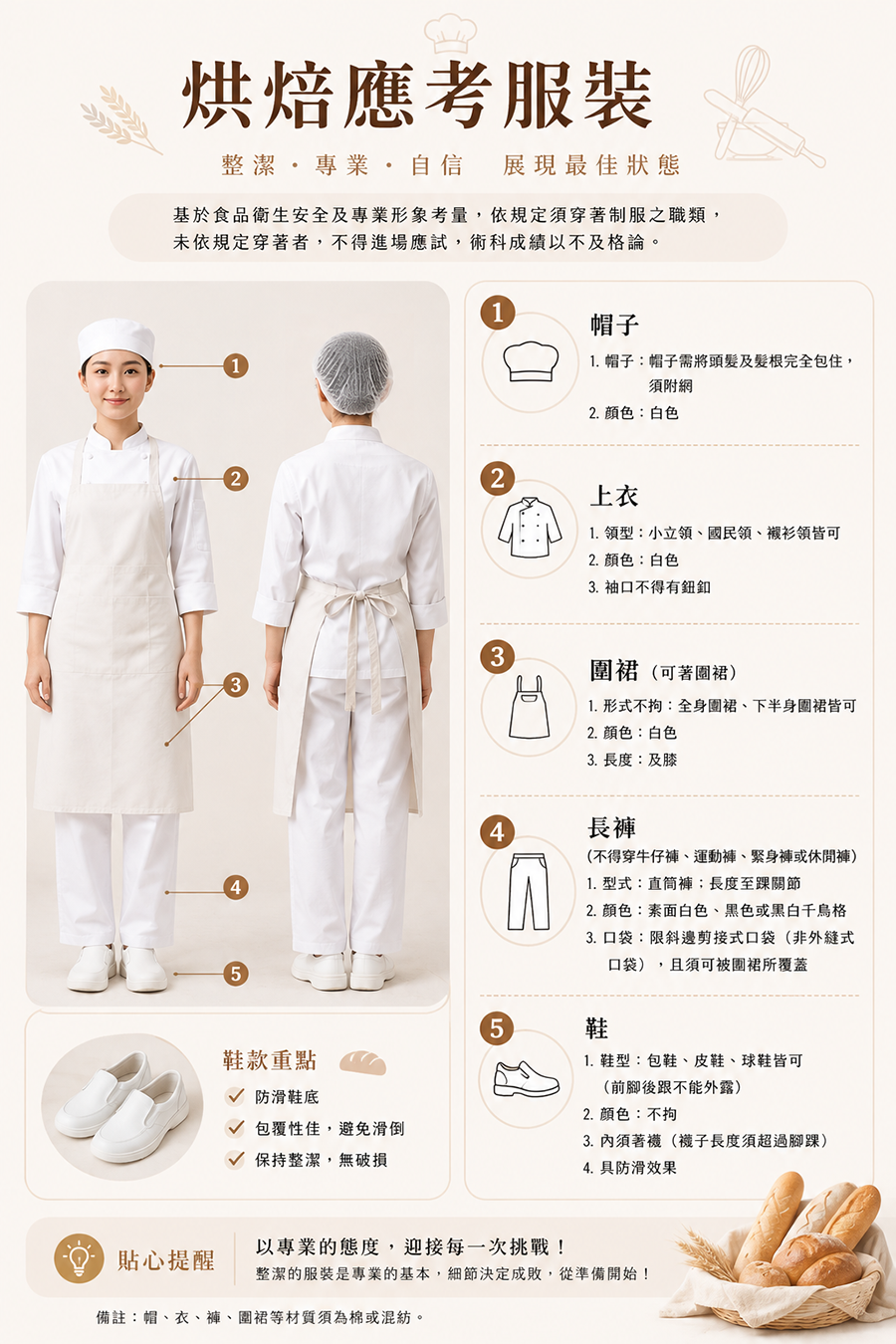 烘焙廚師服裝考試用